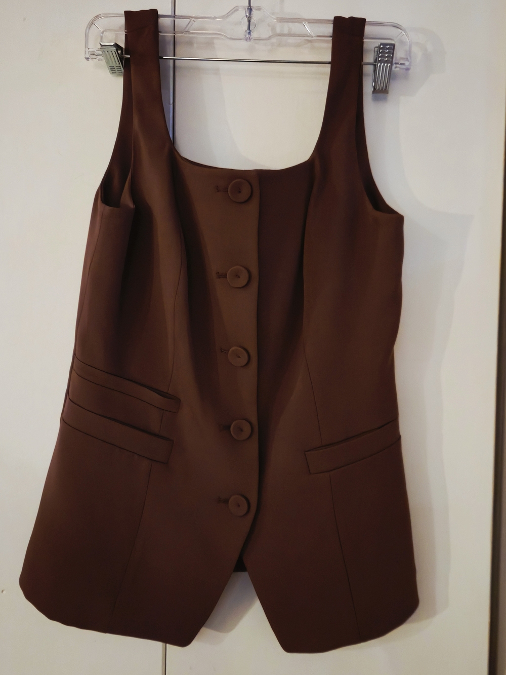 Elie Tahari Brown Button-Front Sleeveless Vest